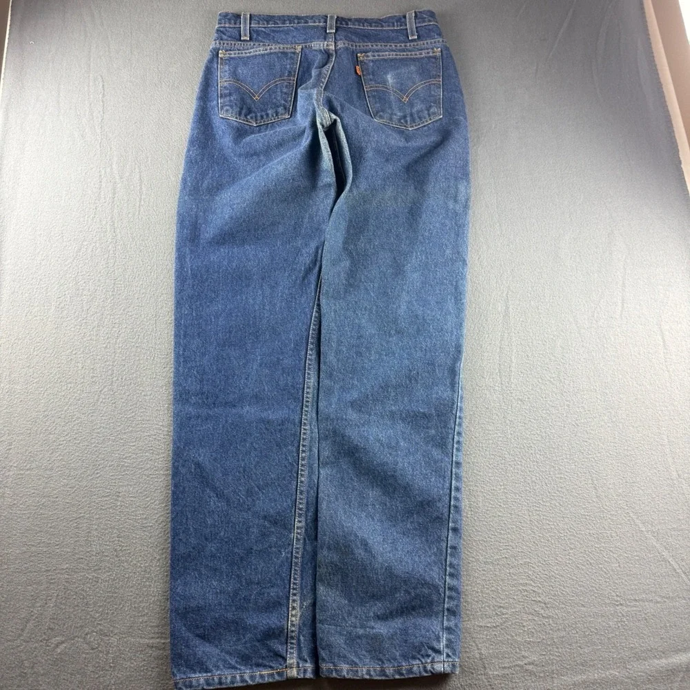 Vintage Levis 505 Jeans Mens 33x34 Blue Orange Tab Wallet Fade Dark Wash Regular